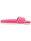 Valentino Garavani Pink Rockstud Spike Leather Slides In Fuchsia