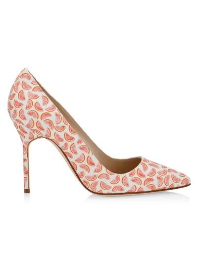 Manolo Blahnik Bb 105 Printed Point-toe Pumps In Red