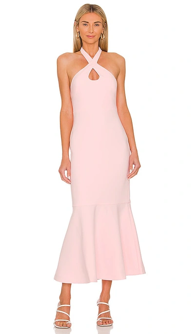 Likely Addie Crepe Halter Neck Dress In Rose Shadow