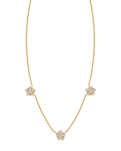 Ariana Rabbani Three Diamond Flower Necklace In Gold