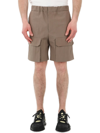 Fendi Brown Cotton Bermuda Shorts In Nude & Neutrals