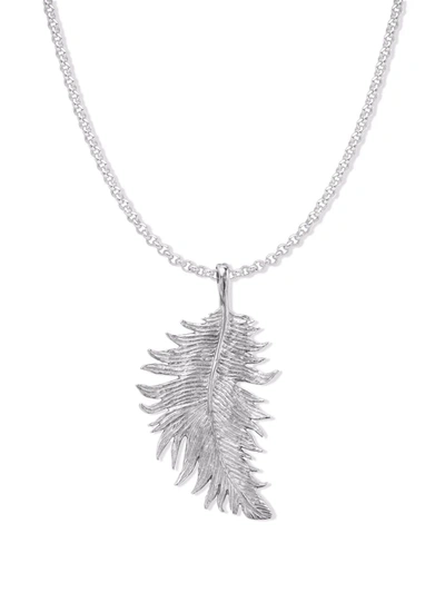 Dower & Hall Feather-detail Necklace In Silber
