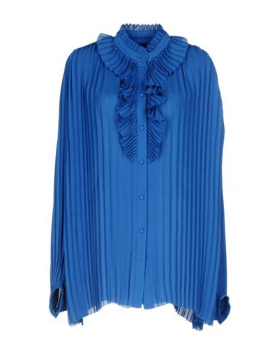 Balenciaga Solid Color Shirts & Blouses In Bright Blue