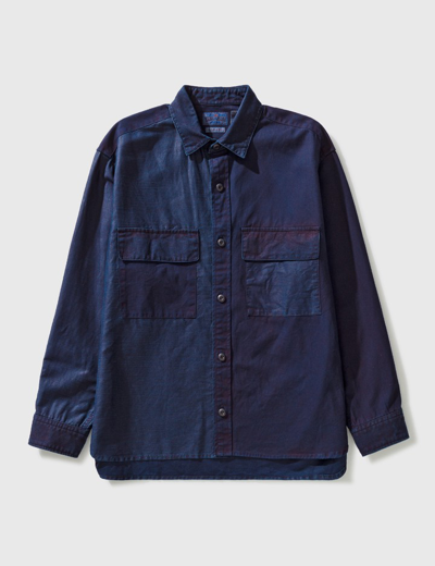 Blue Blue Japan Indigo-dyed Panelled Cotton And Cotton-blend Shirt In Blue