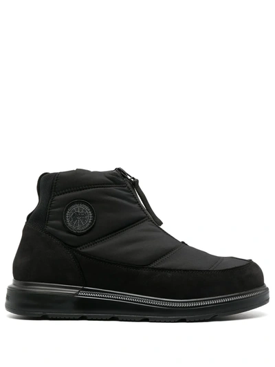 Canada Goose Crofton Leather-trimmed Quilted Shell Boots In Black