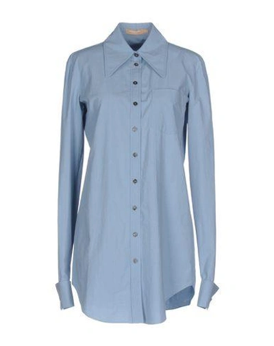 Michael Kors Solid Color Shirts & Blouses In Sky Blue