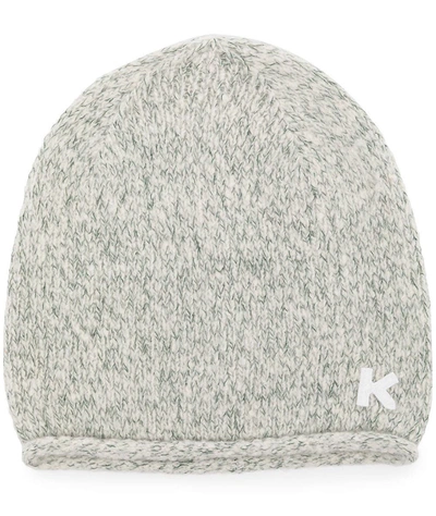 Kenzo Logo Embroidered Knitted Beanie In Grey
