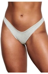 Skims Cotton Rib Dipped Thong In Light Heather Grey