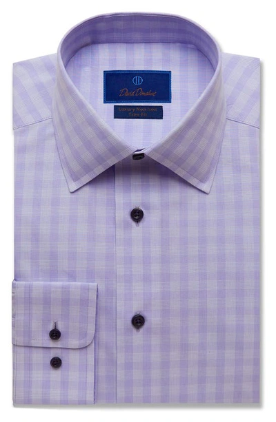 David Donahue Luxury Non-iron Trim Fit Tonal Plaid Dress Shirt In Lilac