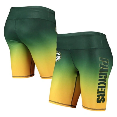 Foco Green Green Bay Packers Gradient Biker Shorts