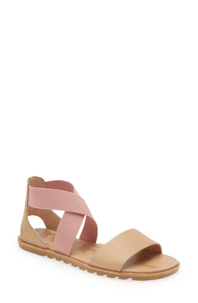 Sorel Women's Ella Ii Flat Sandals Women's Shoes In Honest Beige/eraser Pink
