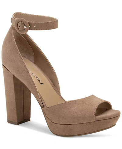 Sun + Stone Reeta Block-heel Platform Sandals, Created For Macy's Women's Shoes In Stone