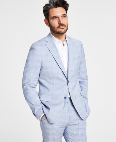 Alfani Men's Slim-fit Stretch Solid Suit Jacket, Created For Macy's In Blue Plaid