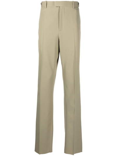Bottega Veneta Triangle-trim Relaxed-fit Straight Stretch-woven Trousers In Neutrals