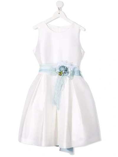 Mimilù Teen Floral-appliqué Sleeveless Dress In White