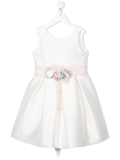 Mimilù Kids' Floral-appliqué Sleeveless Dress In White
