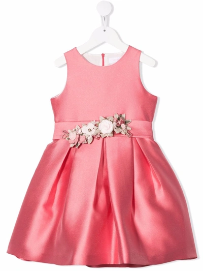 Mimilù Kids' Flower-applique Detail Dress In Pink
