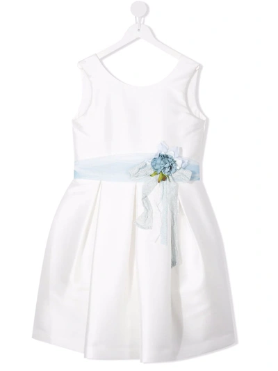 Mimilù Teen Floral-appliqué Sleeveless Dress In White