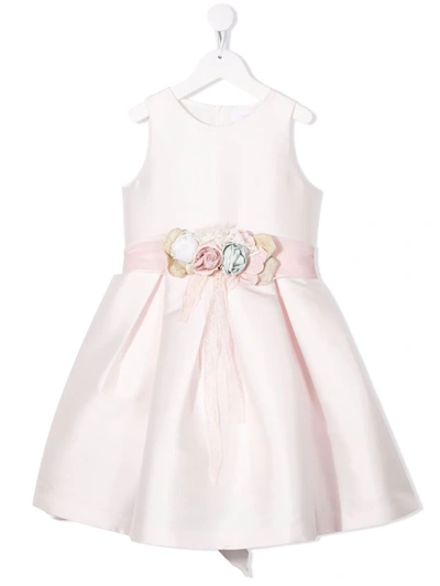 Mimilù Kids' Flower-applique Detail Dress In Pink