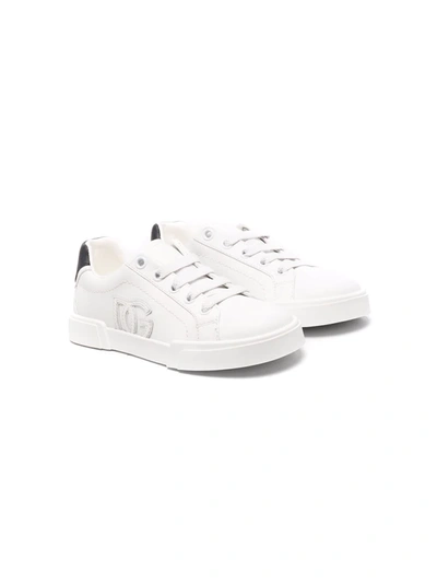 Dolce & Gabbana Kids' Dg Logo Low-top Sneakers In White