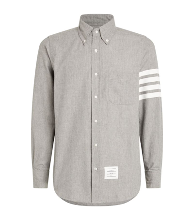 Thom Browne 4-bar Stripe Flannel Shirt In Grey