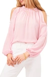 Vince Camuto Long-sleeve Cold-shoulder Top In Pink Horizon