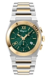 Ferragamo Men's Vega Chrono Two-tone Stainless Steel Watch, 42mm In Green