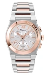 Ferragamo Men's Vega Chrono Two-tone Stainless Steel Watch, 42mm In White