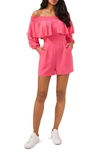 1.state Off-the-shoulder Long Sleeve Romper In Berry Red
