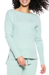 Felina Voyage Textured Sweater Knit Lounge Top In Blue Haze