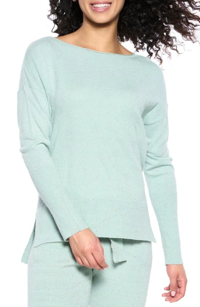 Felina Voyage Textured Sweater Knit Lounge Top In Blue Haze