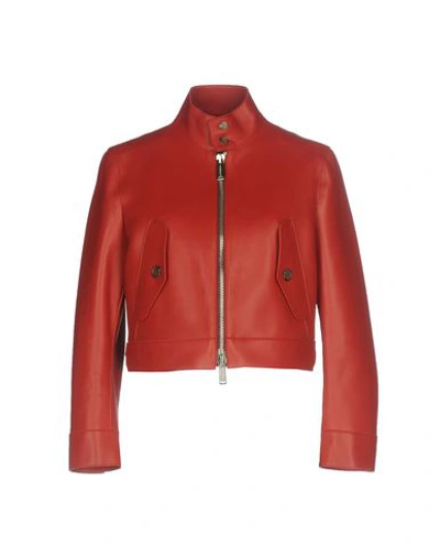 Dsquared2 Leather Jacket In Red
