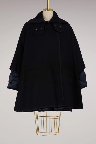 Moncler Dianthus Wool Cape In Navy/black