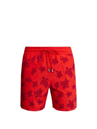 Vilebrequin Moorea Turtles Printed Swim Shorts In Red