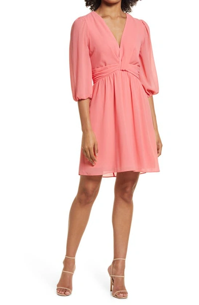 Vince Camuto Chiffon Fit & Flare Dress In Pink