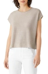 Eileen Fisher Crewneck Organic Linen & Cotton Knit Top In Natural