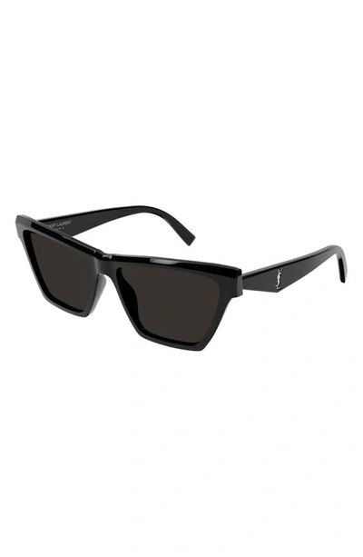 Saint Laurent 58mm Cat Eye Sunglasses In Black/ Black