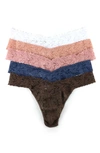 Hanky Panky Assorted 5-pack Lace Original Rise Thongs In Mars/ Sshb/ Dros/ Nblu/