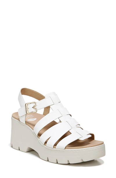 Dr. Scholl's Women's Check It Out Ankle Strap Sandals In White Faux Leather