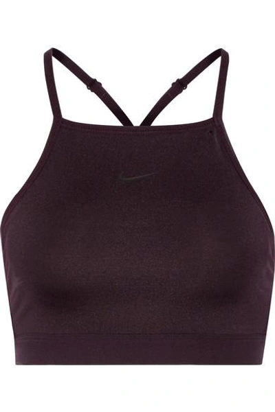 Nike Pro Indy Structure Mesh-paneled Stretch Sports Bra In Grape