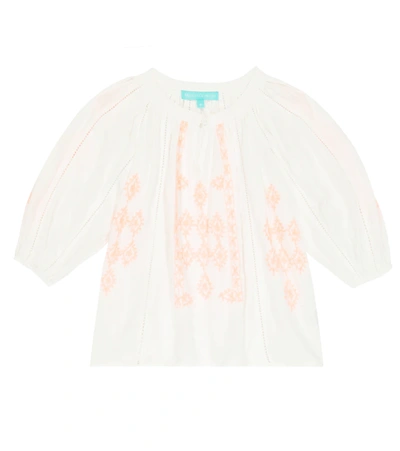 Melissa Odabash Kids' Baby Aliyah Embroidered Blouse In White/fluro