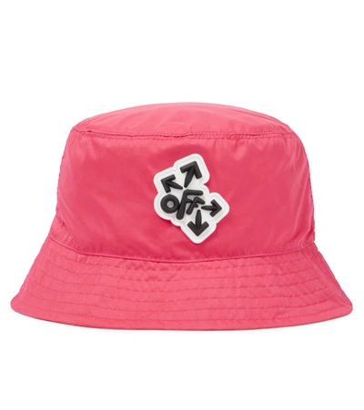 Off-white Kids' Logo Bucket Hat In Fuchsia Black