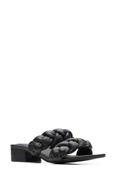 Clarks Seren 25 Braid Slide Sandal In Black Leather