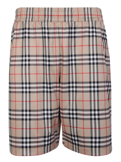 Burberry Debson Check Tech Shorts W/ Mesh Lining In Neutrals