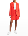 Theory Oversized Patch Pocket Linen Blazer In Poppy