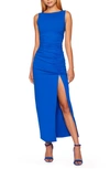 Susana Monaco Sleeveless Ruched Midi Dress In Sapphire