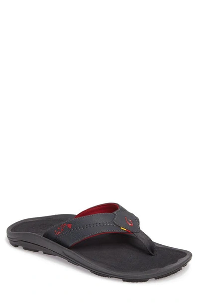 Olukai Kipi Flip Flop In Dark Shadow/ Dark Shadow