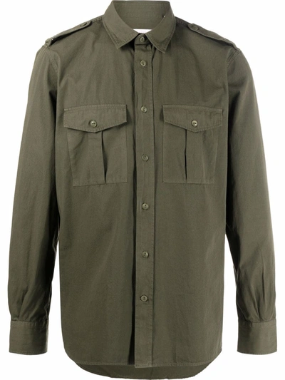 Glanshirt Buttoned Patch-pocket Shirt In Grün
