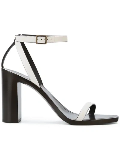 Saint Laurent Loulou Ankle-strap Leather Sandals In Blanco