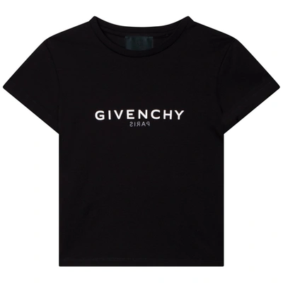 Givenchy Kids Logo Printed Ruffled Crewneck T In Black